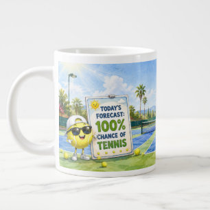 Grappige tennisuitdrukking voor tennisspelers grote koffiekop