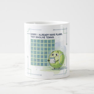 Grappige tennisuitdrukking voor tennisspelers grote koffiekop