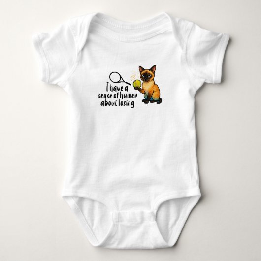 Grappige tennisuitspraak voor kattenliefhebber romper (Voorkant)