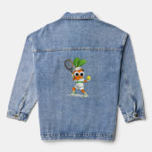Grappige Tenniswortel – Speelse Sporthumor Denim Jacket (Achterkant)
