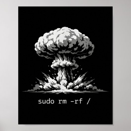 Grappige terminal grap sudo rm -rf slash hackers poster (Voorkant)