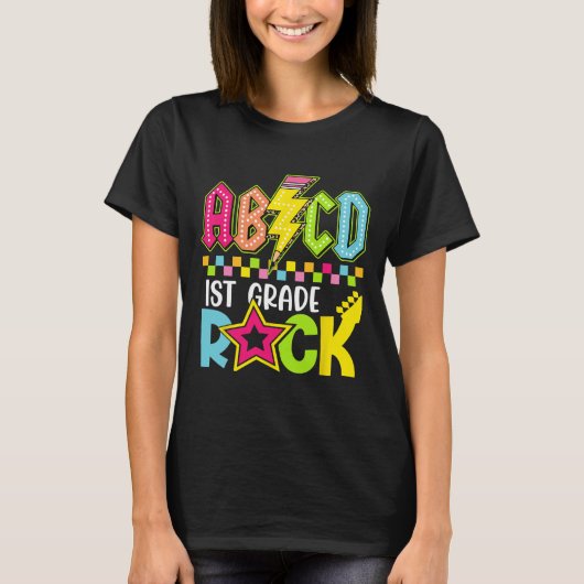 Grappige terug naar school bliksemflits 1e klas ro t-shirt (Voorkant)