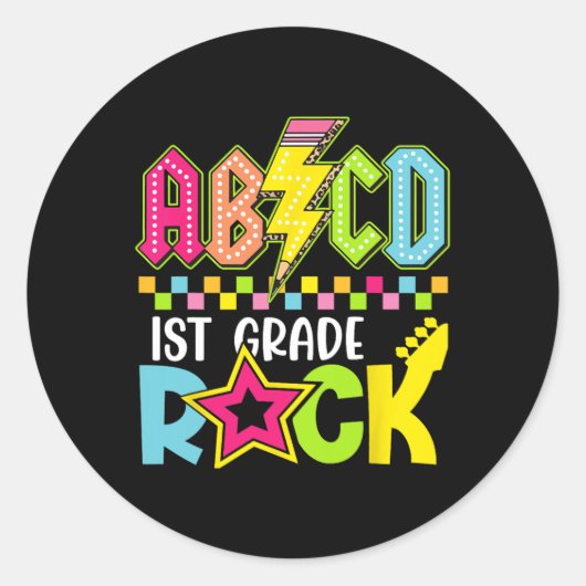 Grappige terug naar school bliksemflits 1e leerjaa ronde sticker (Voorkant)