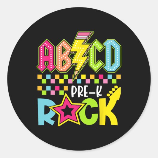 Grappige terug naar school bliksemflits Pre K Rock Ronde Sticker (Voorkant)