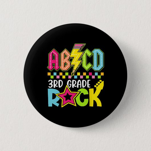 Grappige terug naar school bliksemschicht 3e klas ronde button 5,7 cm (Voorkant)
