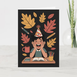 Grappige terug naar school herfst verjaardag kaart