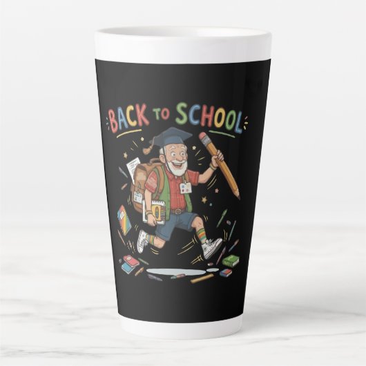 Grappige terug naar school ouderejaars student latte mok (Voorkant)