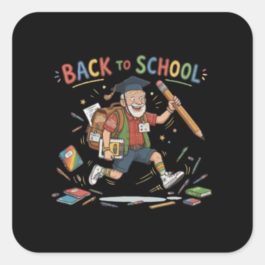 Grappige terug naar school ouderejaars student vierkante sticker (Voorkant)