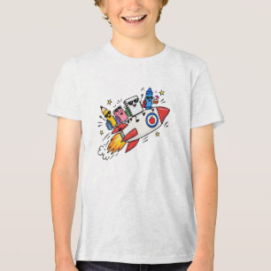 Grappige terug naar school raket vrienden zomer Tri-Blend shirt