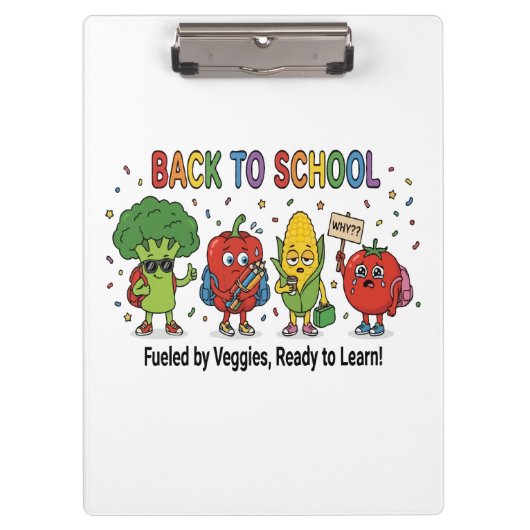 Grappige terug-naar-school schattige groente karak klembord (Voorkant)