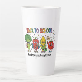 Grappige terug-naar-school schattige groente karak latte mok
