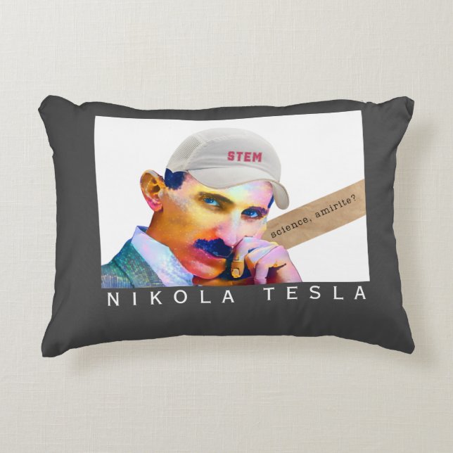 Grappige Tesla  Accent Kussen (Voorkant)