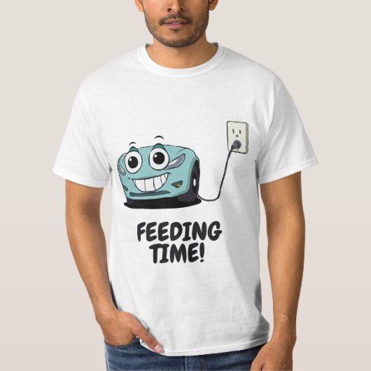 Grappige Tesla Opladen - Voedingstijd T-shirt (Voorkant)