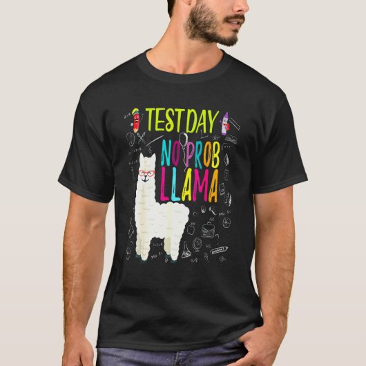 Grappige Testdag Geen Probleem Lama T-shirt (Voorkant)