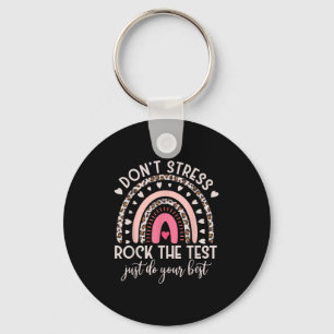 Grappige testdag Retro Boho Rainbow Day Motivatie Sleutelhanger
