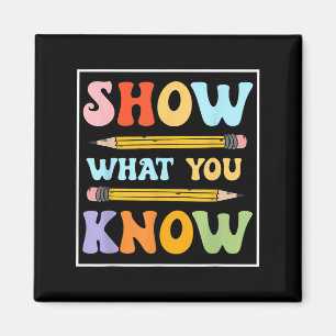 Grappige testdag Show wat je weet Motivatie stu Magneet