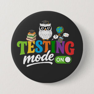 Grappige testmodus aan Cool Uil   Leraar & Leerlin Ronde Button 7,6 Cm
