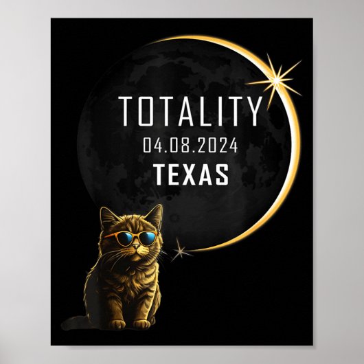 Grappige Texas Totale Zonsverduistering Kat Poster (Voorkant)