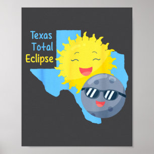 Grappige Texas Vlag Zonsverduistering Totaal Poster