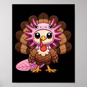 Grappige Thanksgiving Axolotl Kalkoen Vermomd Als Poster
