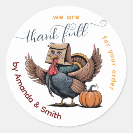 grappige Thanksgiving-bedrijfsstickers voor klante Ronde Sticker
