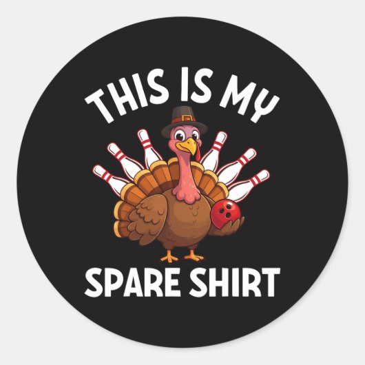 Grappige Thanksgiving Bowling Jongens Mannen Vrouw Ronde Sticker (Voorkant)
