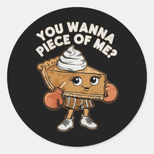 Grappige Thanksgiving Boxing Pumpkin Pie You Wanna Ronde Sticker