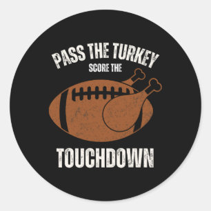 Grappige Thanksgiving Boys Mannen Turkije Touchdow Ronde Sticker