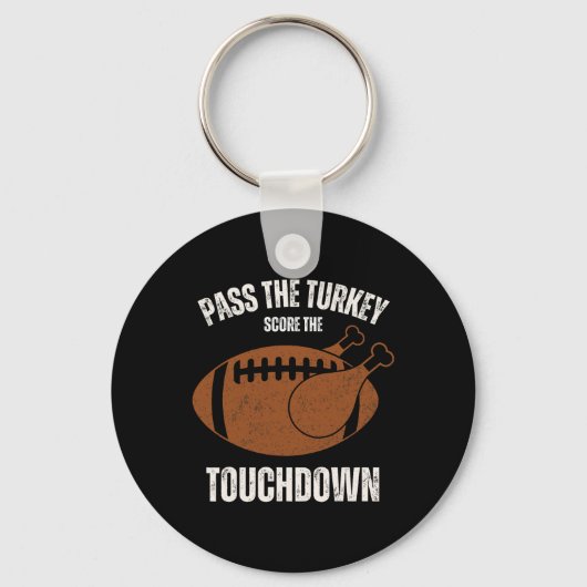 Grappige Thanksgiving Boys Mannen Turkije Touchdow Sleutelhanger (Voorkant)