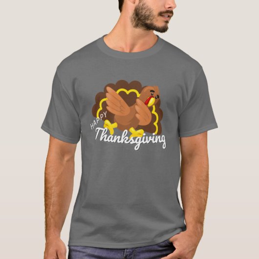 grappige thanksgiving dabbing kalkoen t-shirt (Voorkant)