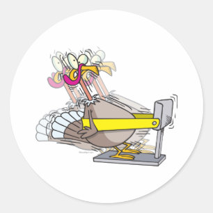 grappige Thanksgiving dieet cartoon turkije Ronde Sticker