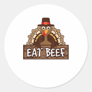 Grappige Thanksgiving Eet Rundvlees Turkije Humor Ronde Sticker