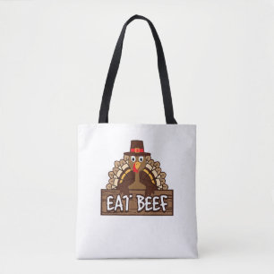 Grappige Thanksgiving Eet Rundvlees Turkije Humor Tote Bag