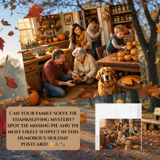 Grappige Thanksgiving-familiepost met ontbrekende Feestdagenkaart