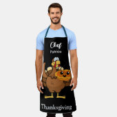 Grappige Thanksgiving Gepersonaliseerde Naam cadea Schort (Gedragen)