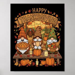 Grappige Thanksgiving gnoom squad met feestelijke  Poster