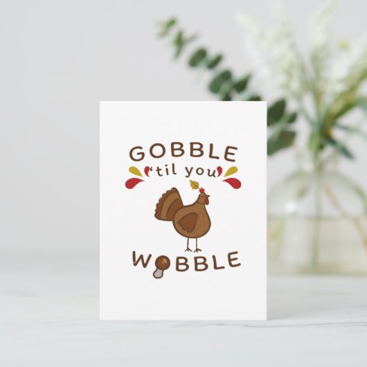 GRAPPIGE THANKSGIVING - GOBBLE TOTDAT JE WOBBELT V BRIEFKAART (Staand voorkant)