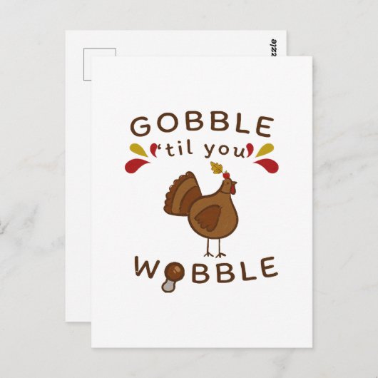 GRAPPIGE THANKSGIVING - GOBBLE TOTDAT JE WOBBELT V BRIEFKAART (Voorkant / Achterkant)