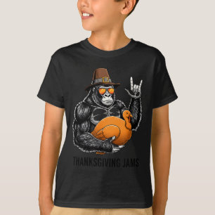 Grappige Thanksgiving Gorilla met kalkoen Lgrim Ho T-shirt