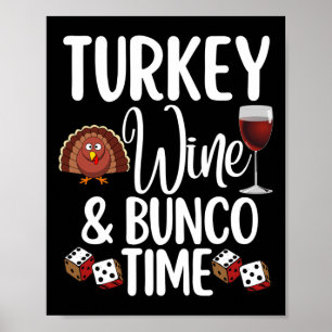 Grappige Thanksgiving Herfst Humor Turkije Wijn en Poster