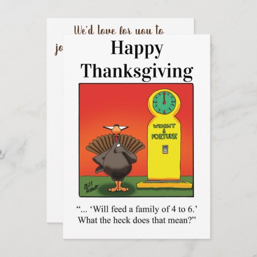 Grappige Thanksgiving Humor uitnodigingen (Voorkant / Achterkant)