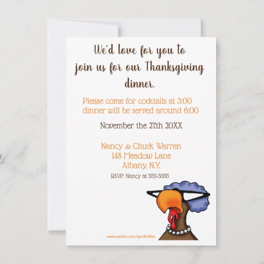 Grappige Thanksgiving Humor uitnodigingen (Achterkant)