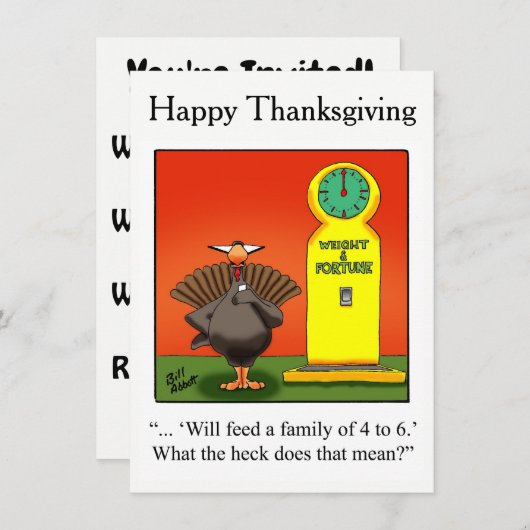 Grappige Thanksgiving Humor uitnodigingen (Voorkant / Achterkant)