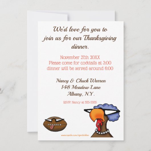 Grappige Thanksgiving Humor uitnodigingen (Achterkant)