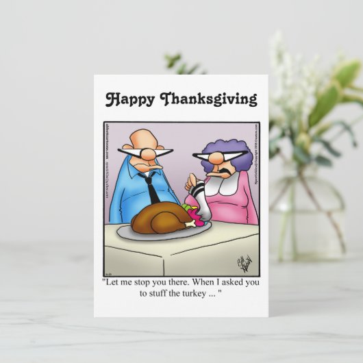 Grappige Thanksgiving Humor uitnodigingen (Staand voorkant)