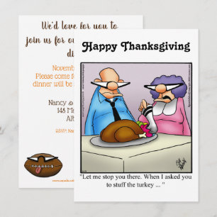 Grappige Thanksgiving Humor uitnodigingen