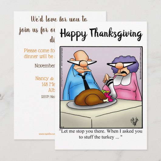 Grappige Thanksgiving Humor uitnodigingen (Voorkant / Achterkant)