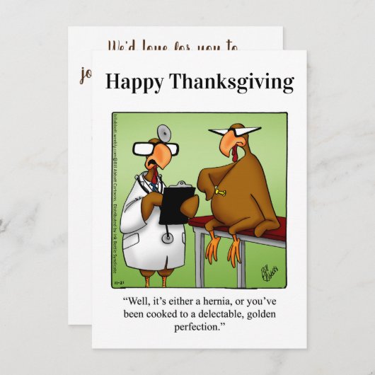Grappige Thanksgiving Humor uitnodigingen (Voorkant / Achterkant)