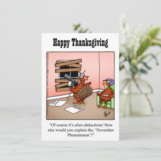 Grappige Thanksgiving Humor uitnodigingen (Staand voorkant)