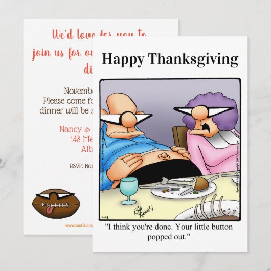 Grappige Thanksgiving Humor uitnodigingen (Voorkant / Achterkant)